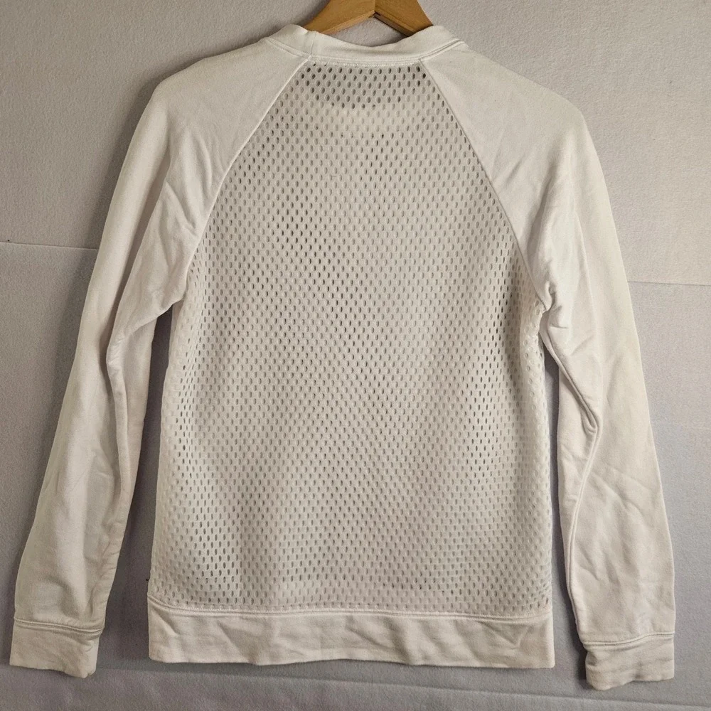Alo‎ Yoga White Mesh Panel Long Sleeve Sweatshirt Pullover Workout Top